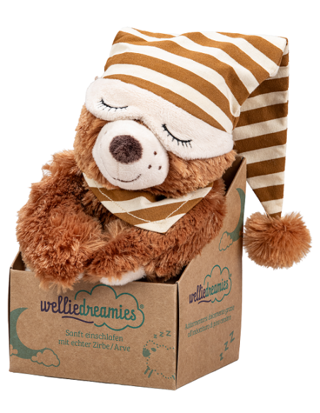 Orso dormiente con imbottitura rimovibile in cembro