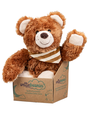 Orso dormiente con imbottitura rimovibile in cembro