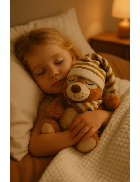 Orso dormiente con imbottitura rimovibile in cembro