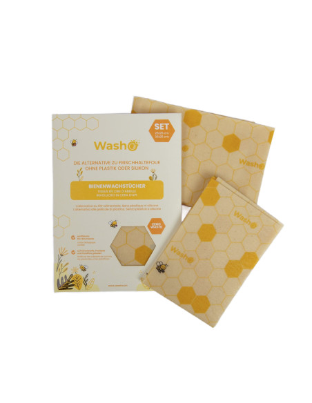 Washo Emballages en cire d'abeille 2 pièces
